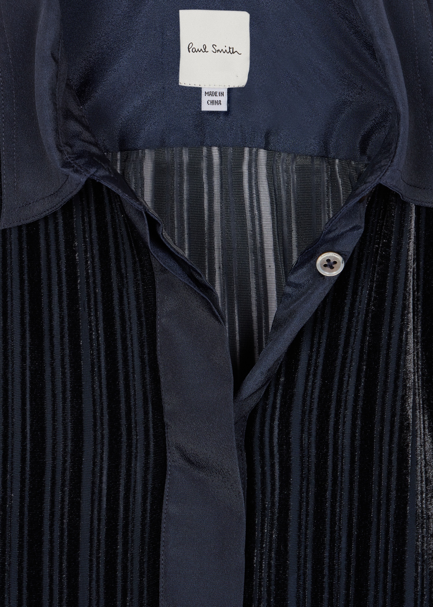 Women's Navy 'Shadow Stripe' Velvet Shirt - 3