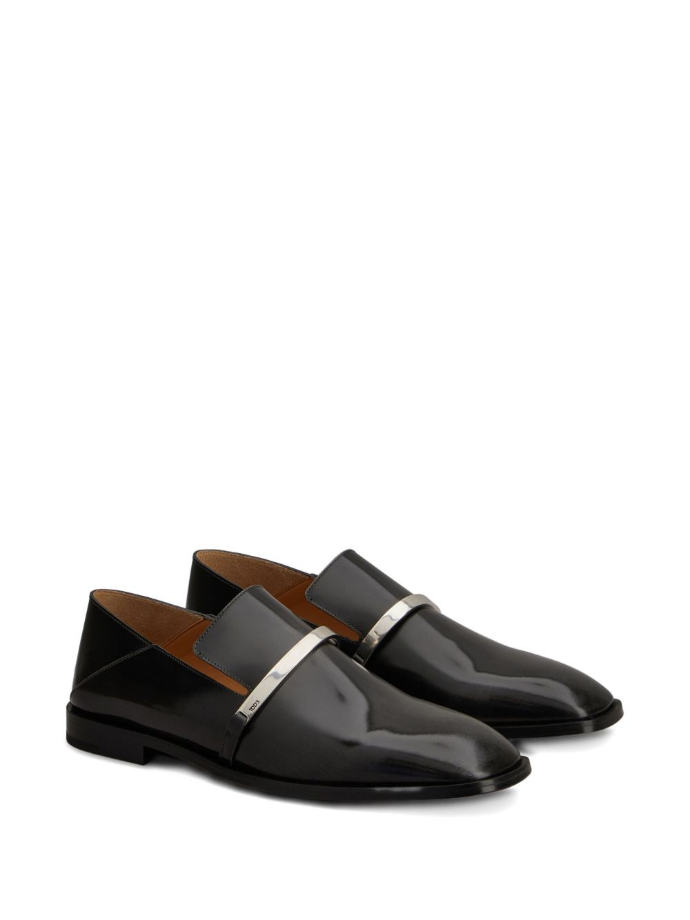 metallic-bar leather loafers - 2