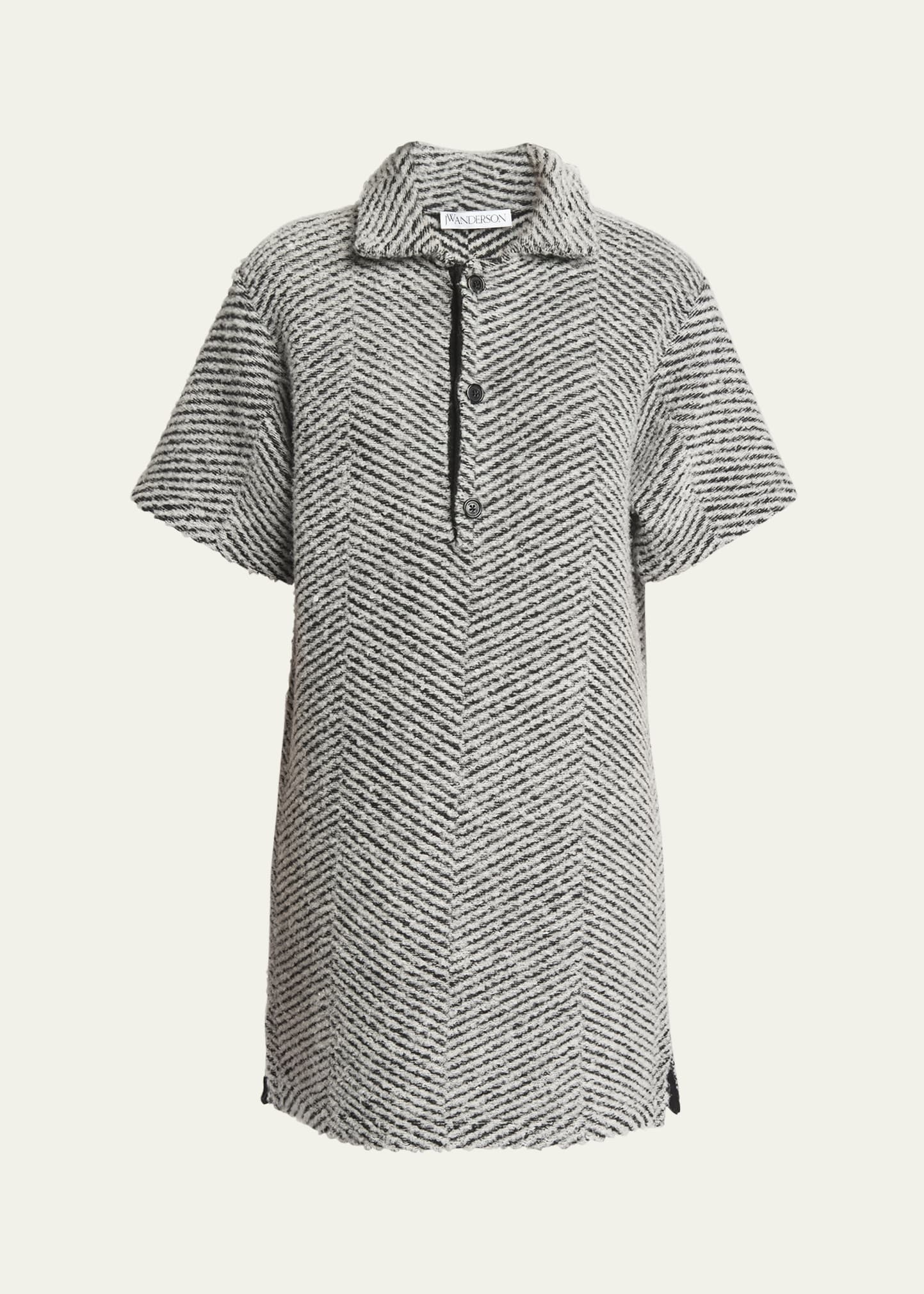 Short Sleeve Wool Polo Mini Dress - 1