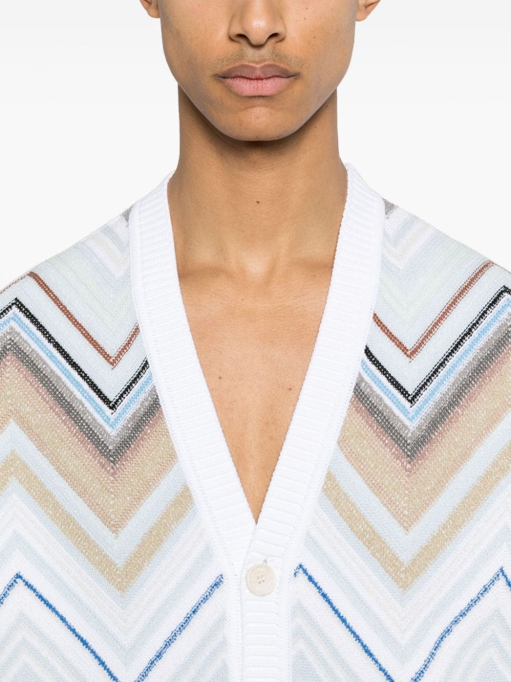 zigzag-woven knitted cardigan - 5