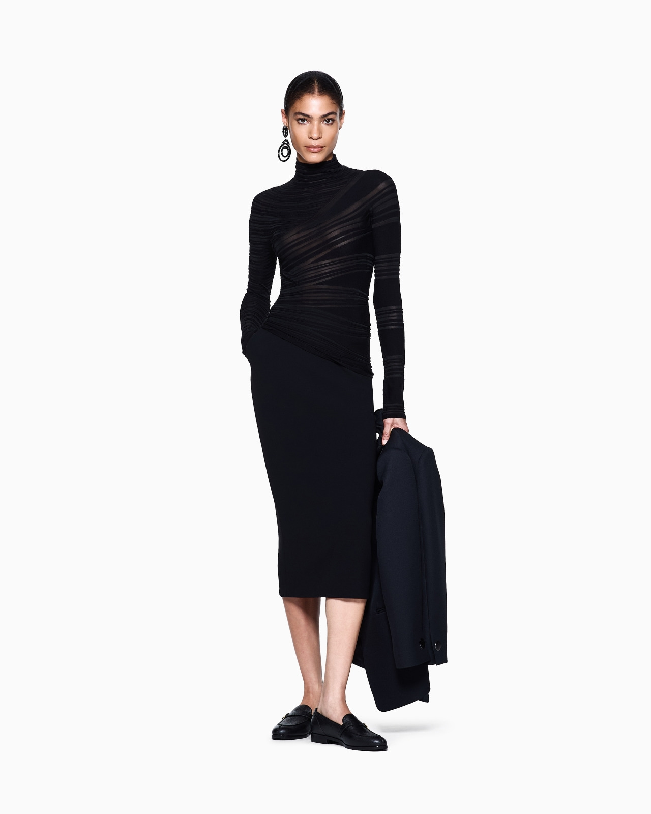 VISCOSE AND VIRGIN WOOL MOCK-NECK JUMPER - 2