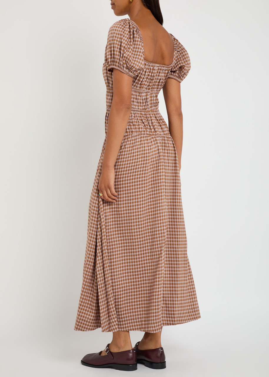 Reformation Rhett Checked Woven Midi Dress - 3