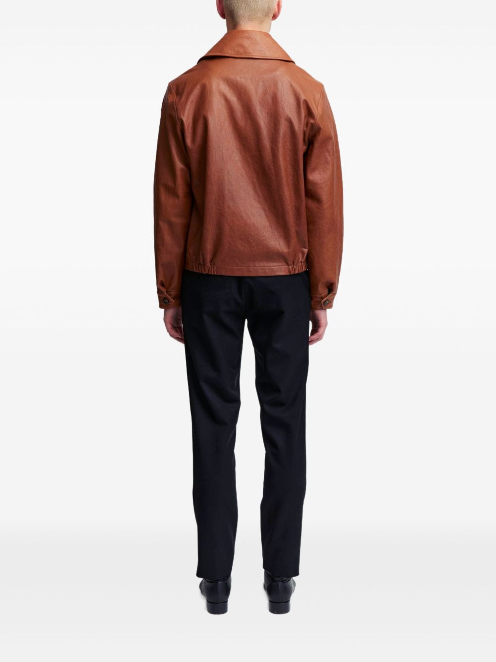 Haeto single-breasted leather jacket - 5