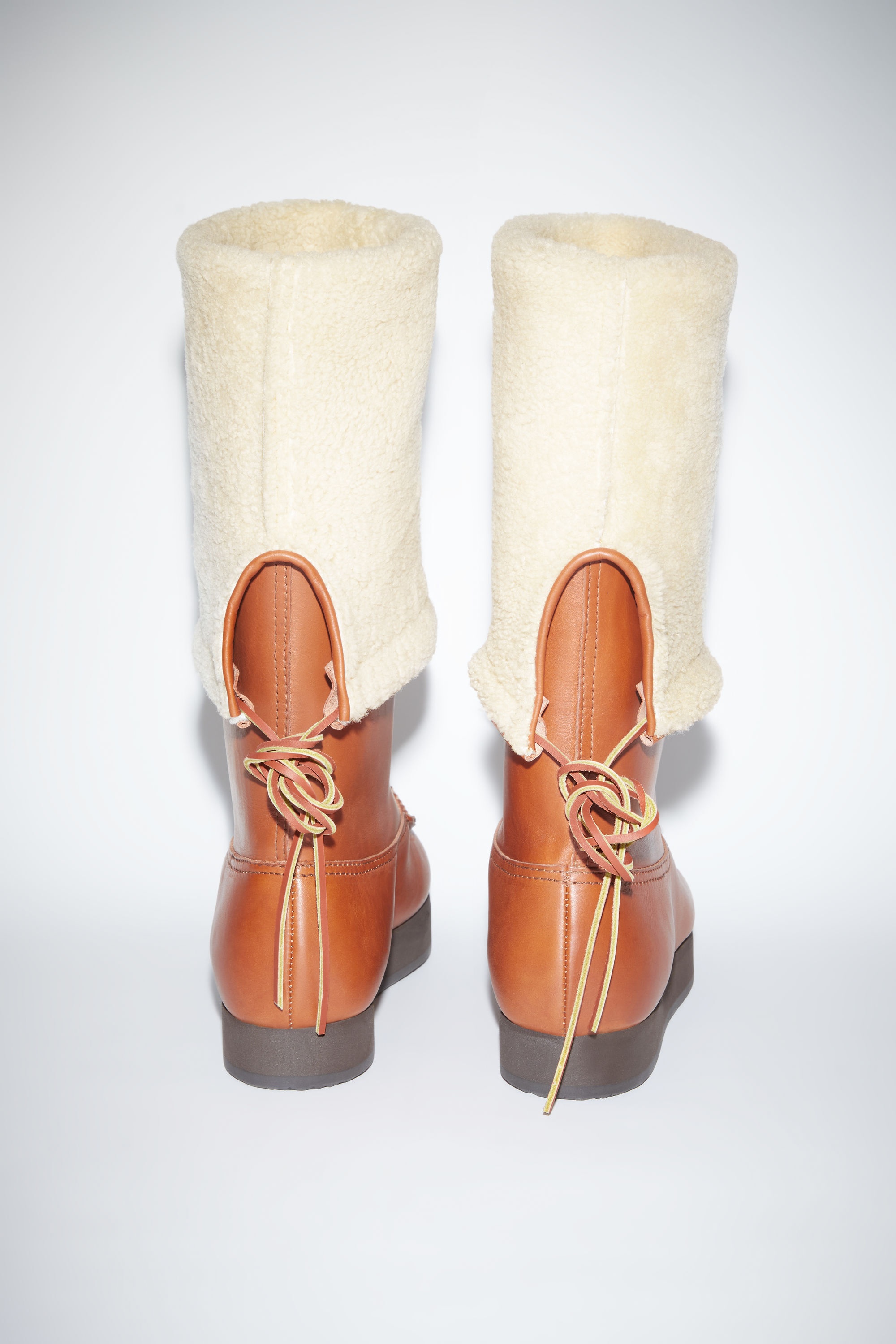 Leather boots reversible shearling - Cognac brown - 4