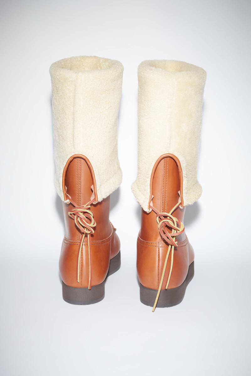 Leather boots reversible shearling - Cognac brown 4