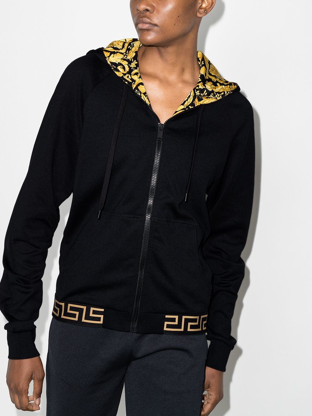 Baroque print lined hoodie - 2