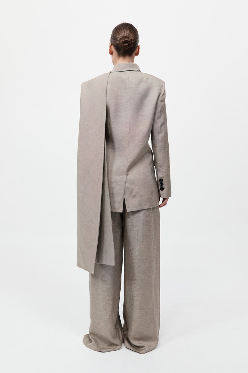 Melange Scarf Blazer - Rye - 8