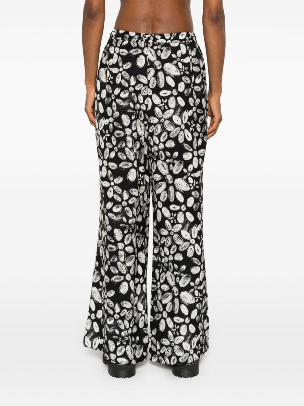 floral crepe straight trousers - 4