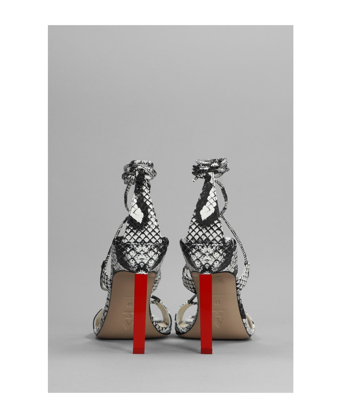 Black And White Python Leather Adele Sandals - 4
