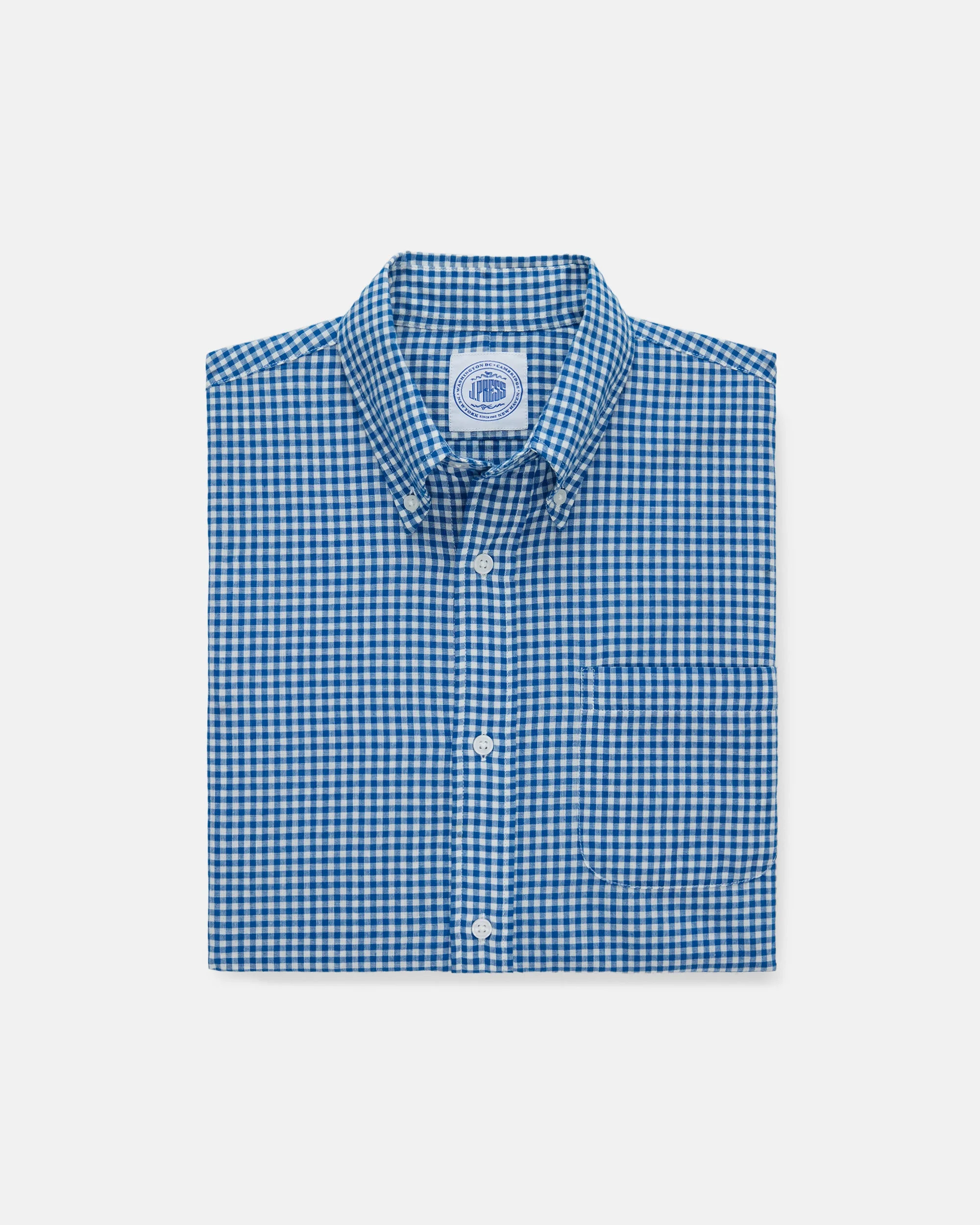 BLUE & WHITE GINGHAM SHORT SLEEVE SPORT SHIRT - CLASSIC FIT - 1