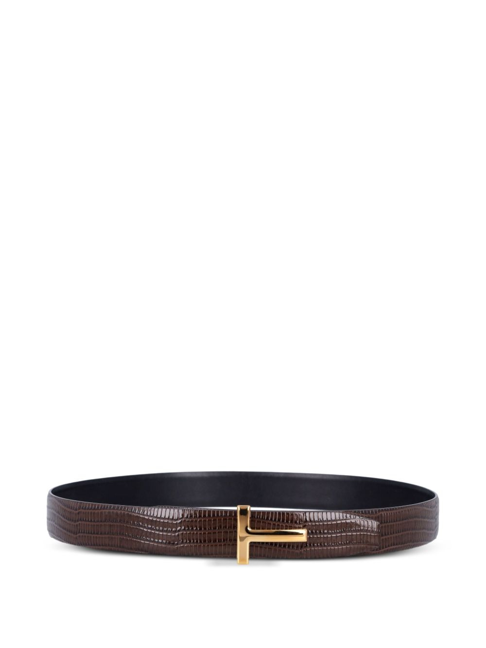 crocodile-embossed T-buckle belt - 2