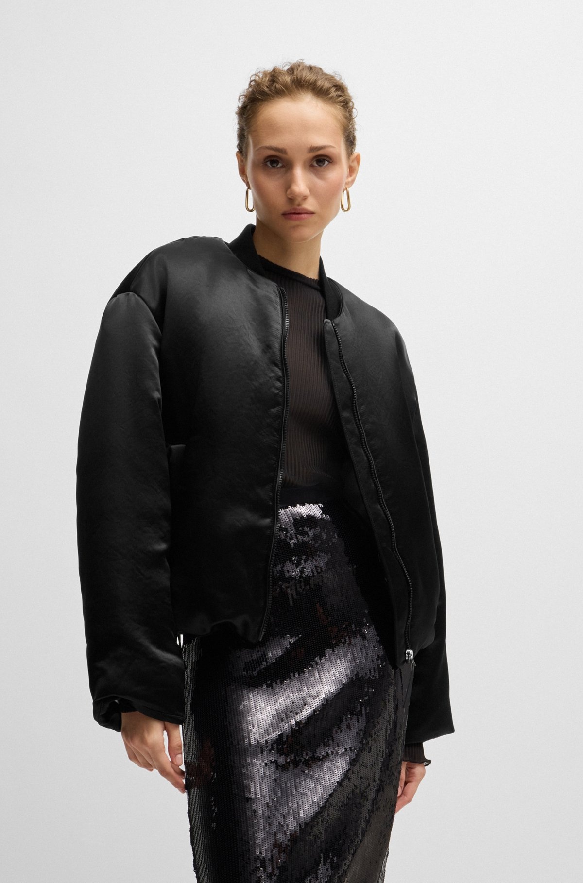 PADDED BOMBER JACKET IN SATIN - 6