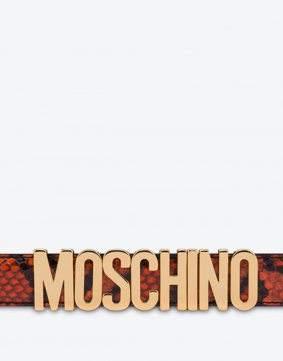 LOGO LETTERING PYTHON-PRINT CALFSKIN BELT - 2