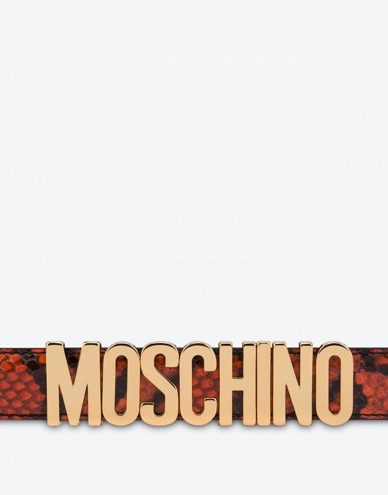 Moschino LOGO LETTERING PYTHON-PRINT CALFSKIN BELT outlook