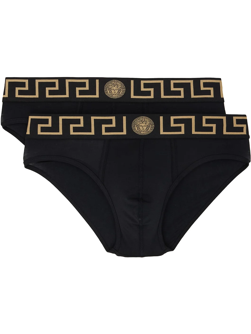 Two-Pack Black Cotton-Jersey Briefs - 1