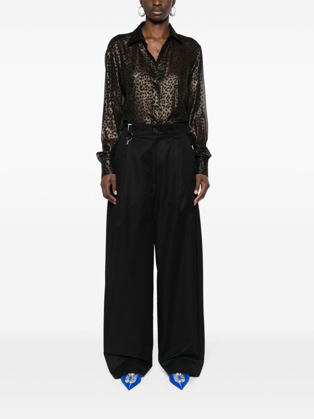 laminated leopard-print silk shirt - 2