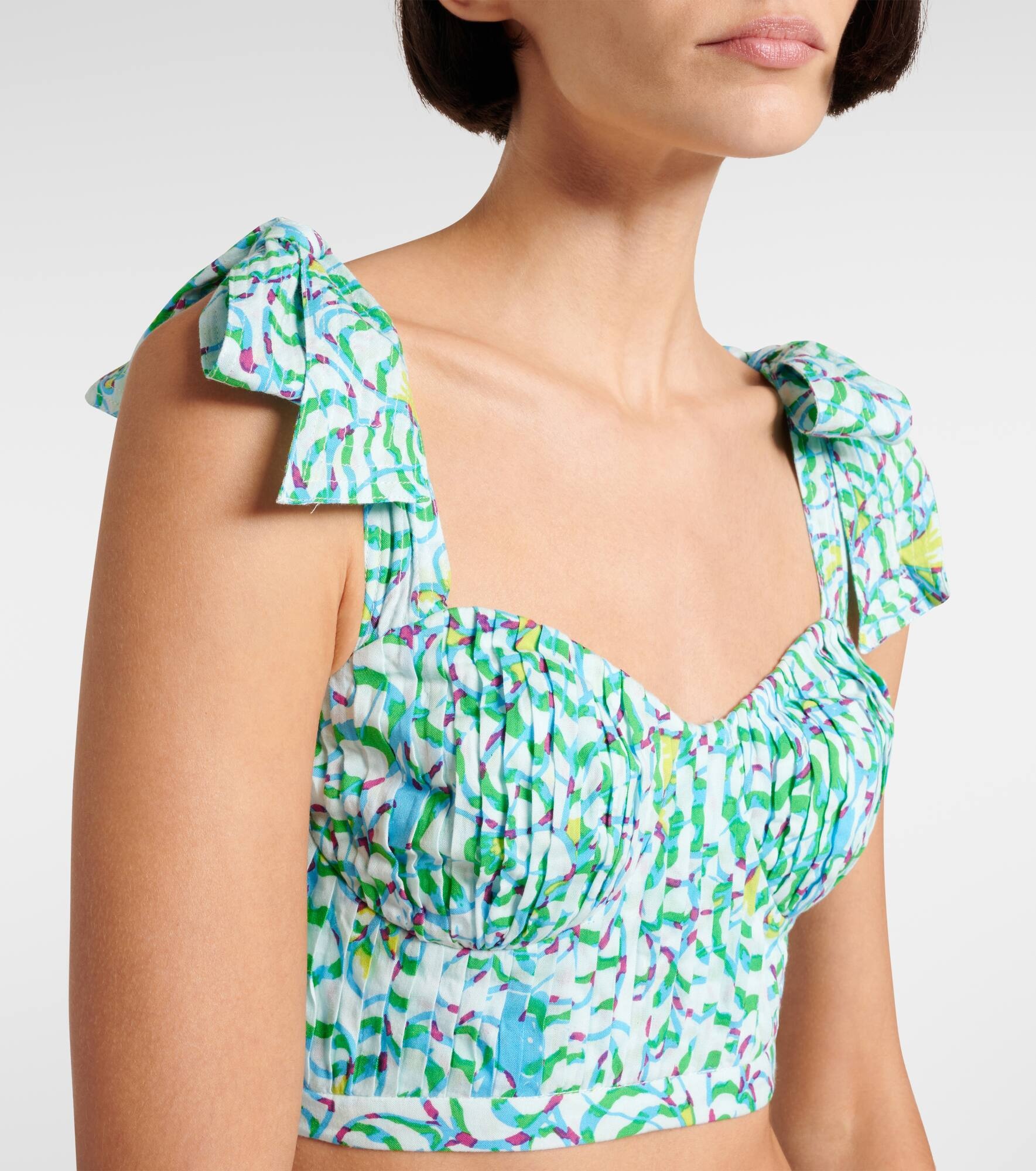 Carla printed pleated crop top - 4
