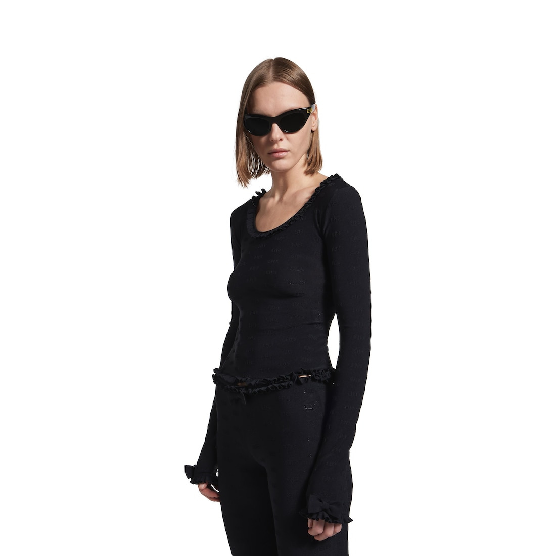 Women's Long Sleeve Top in Black - 5