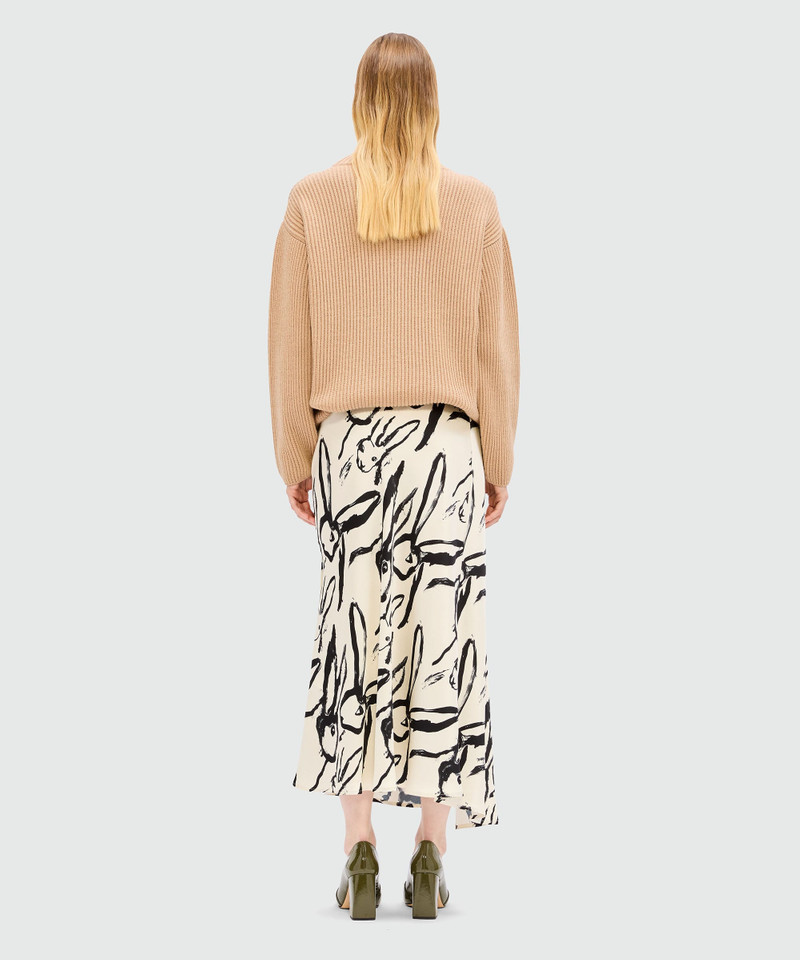 Ivory midi skirt with "Sketched Bunnies" print 3