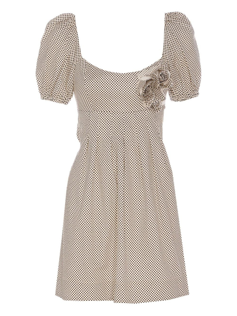 puff-sleeve polka dot dress 1