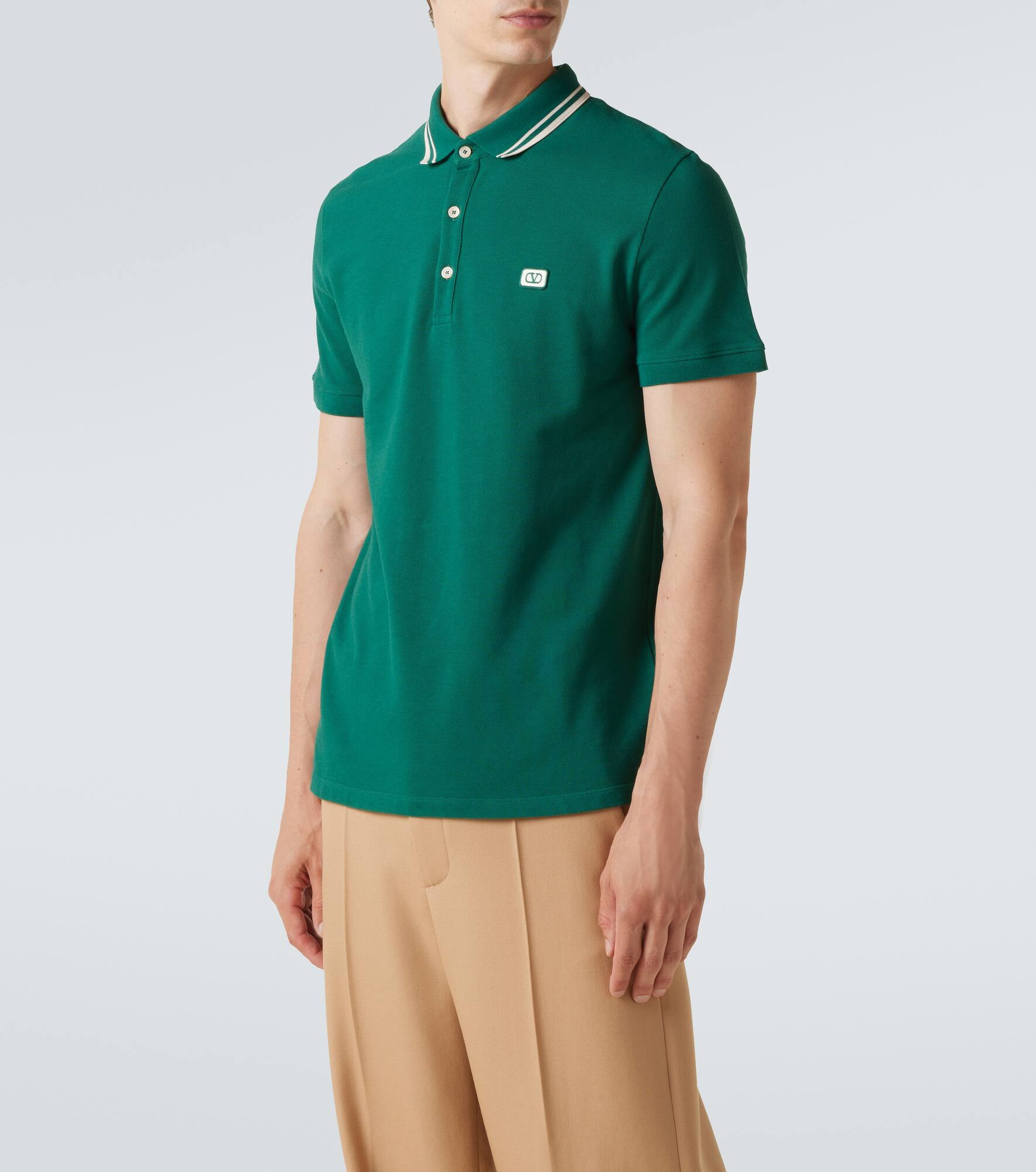 VLogo cotton piqué polo shirt - 3
