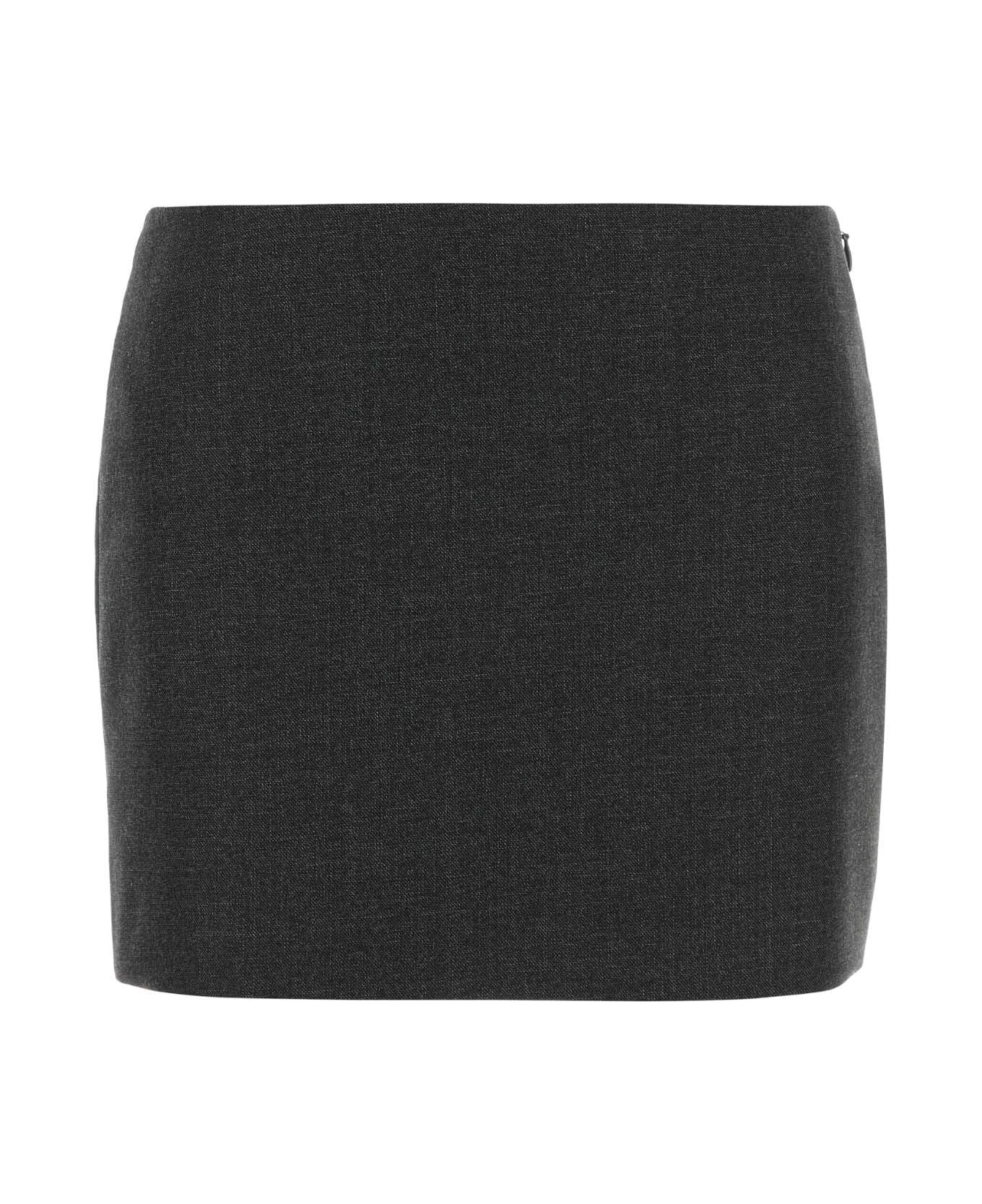 Charcoal Wool Mini Skirt - 1