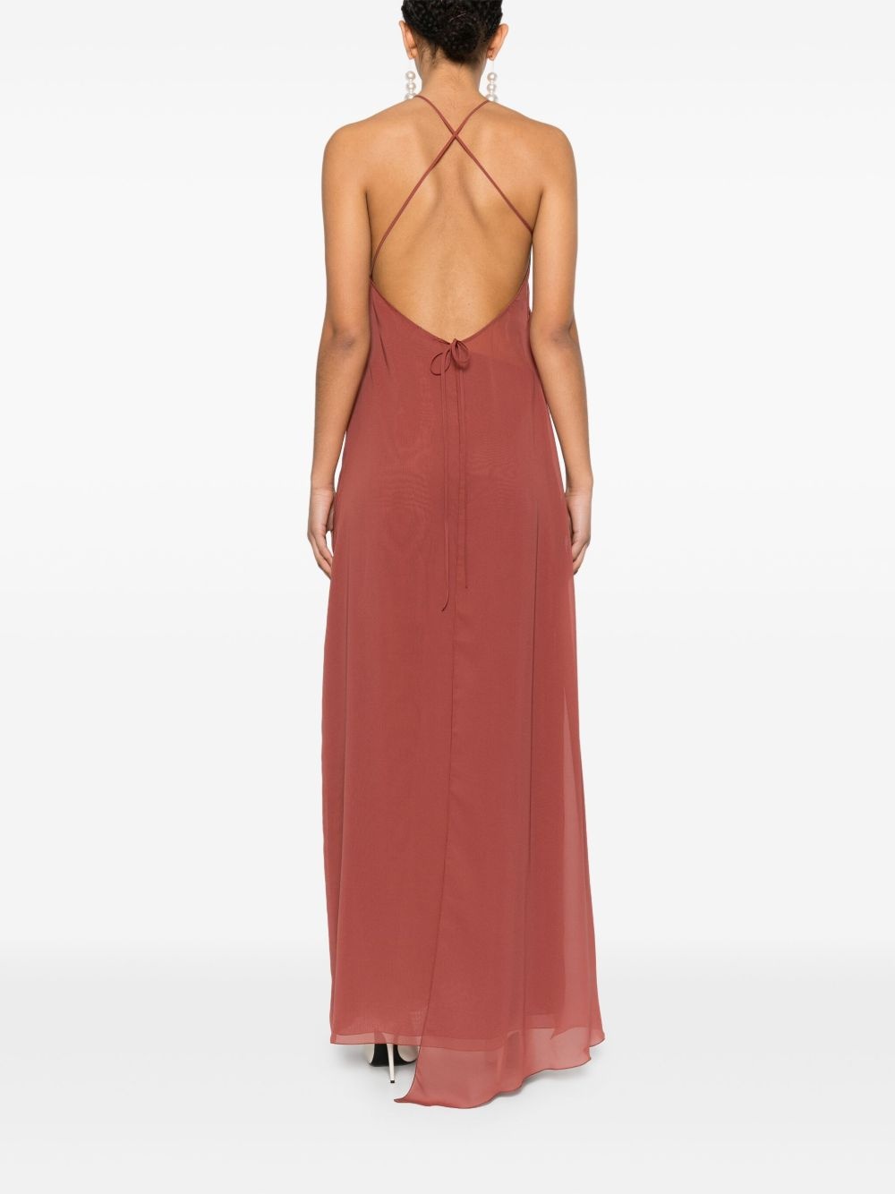floral-appliqué georgette maxi dress - 4