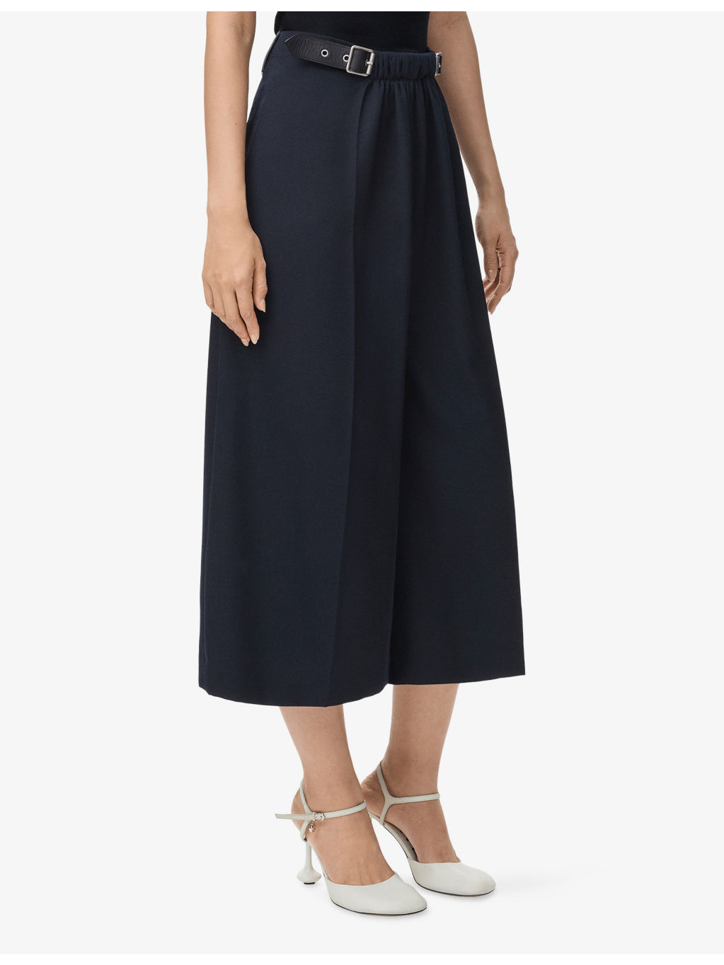 Cropped Wide-Leg Belted Wool Trousers - 3