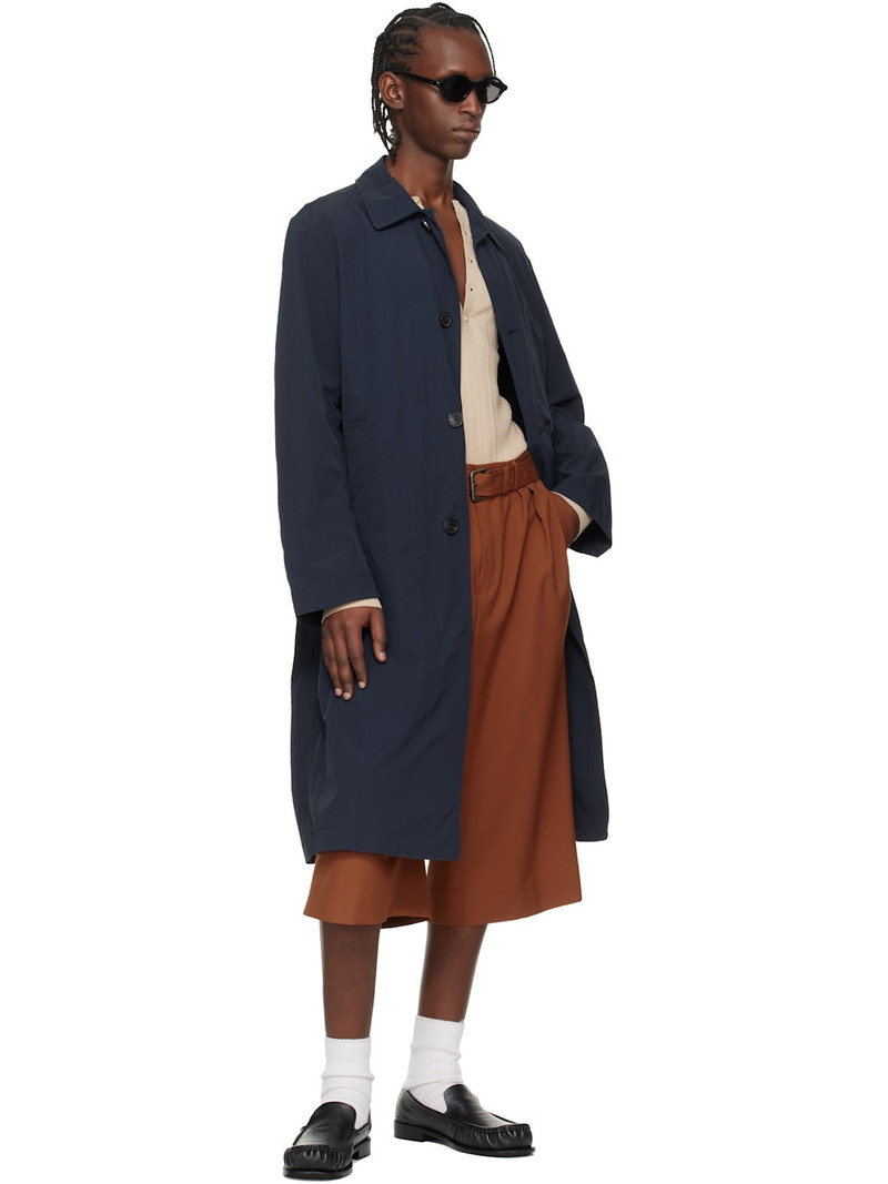 Dries Van Noten Navy Taffeta Coat outlook