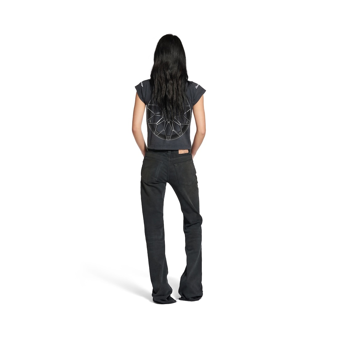 Women's Balenciaga I Automobili Lamborghini Shrunk T-shirt in Black Faded - 4