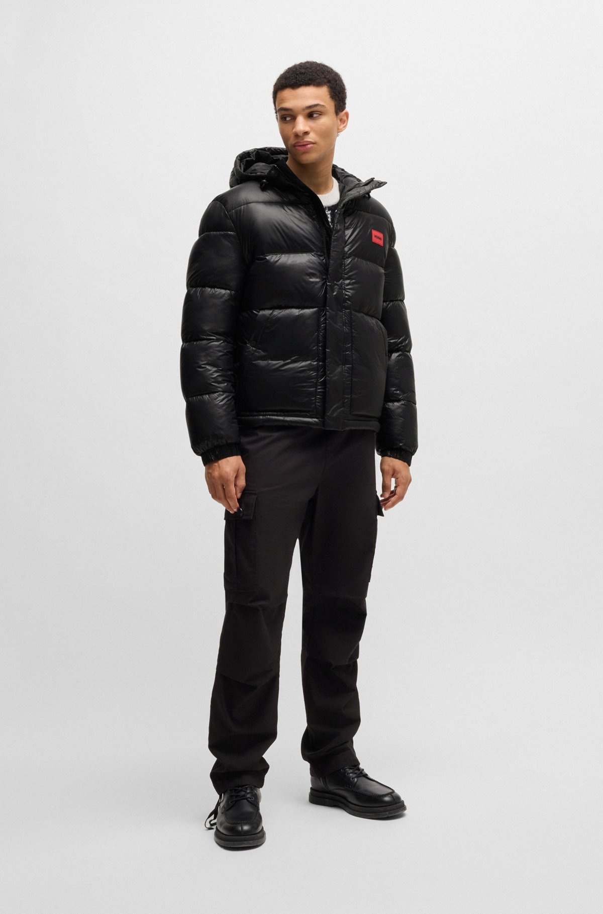 WATER-REPELLENT PUFFER JACKET WITH RED LOGO LABEL - 3