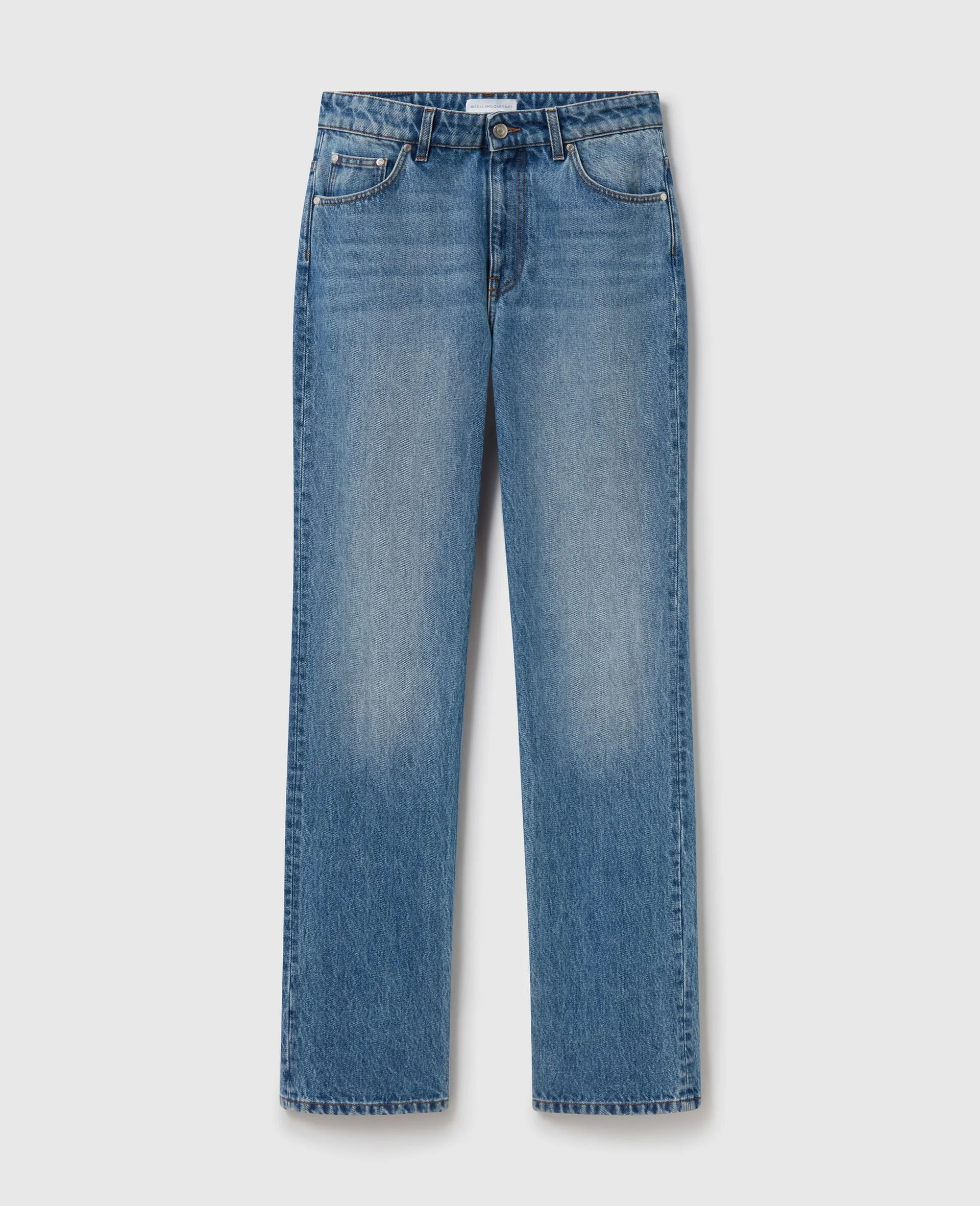 Faded Straight-Leg Mid-Rise Denim Jeans - 1