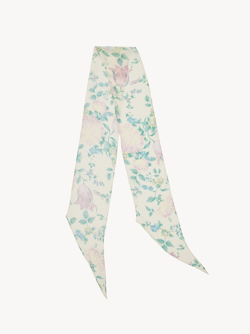 THE CHLOÉ PEONIES BANDEAU SCARF IN SILK CHARMEUSE 1