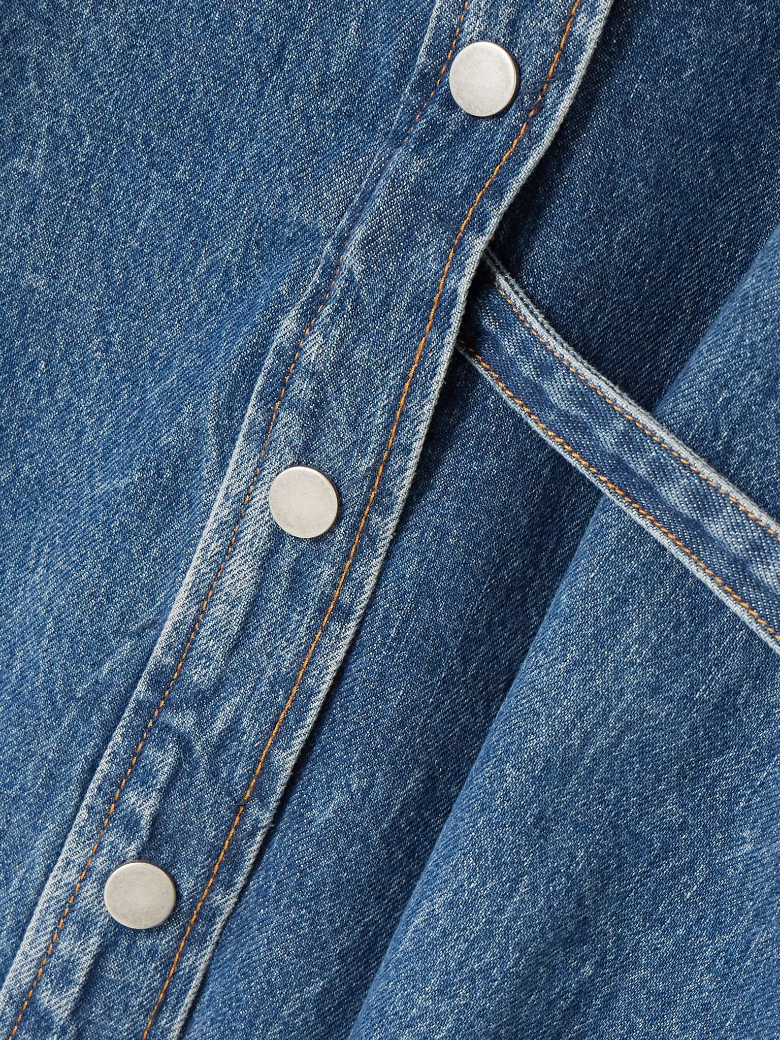 Belted denim shirt Dark denim - 5