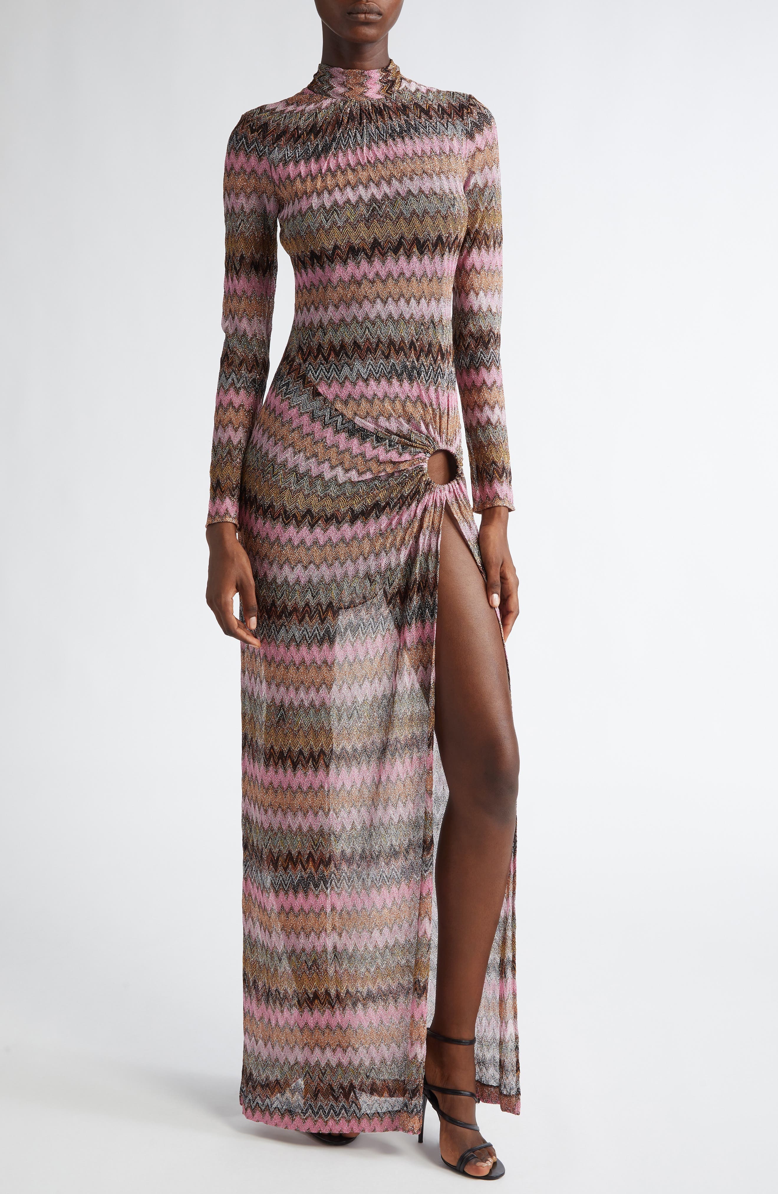 Missoni Chevron Stripe Long Sleeve Knit Dress in Multi Space Drk Base at Nordstrom - 1