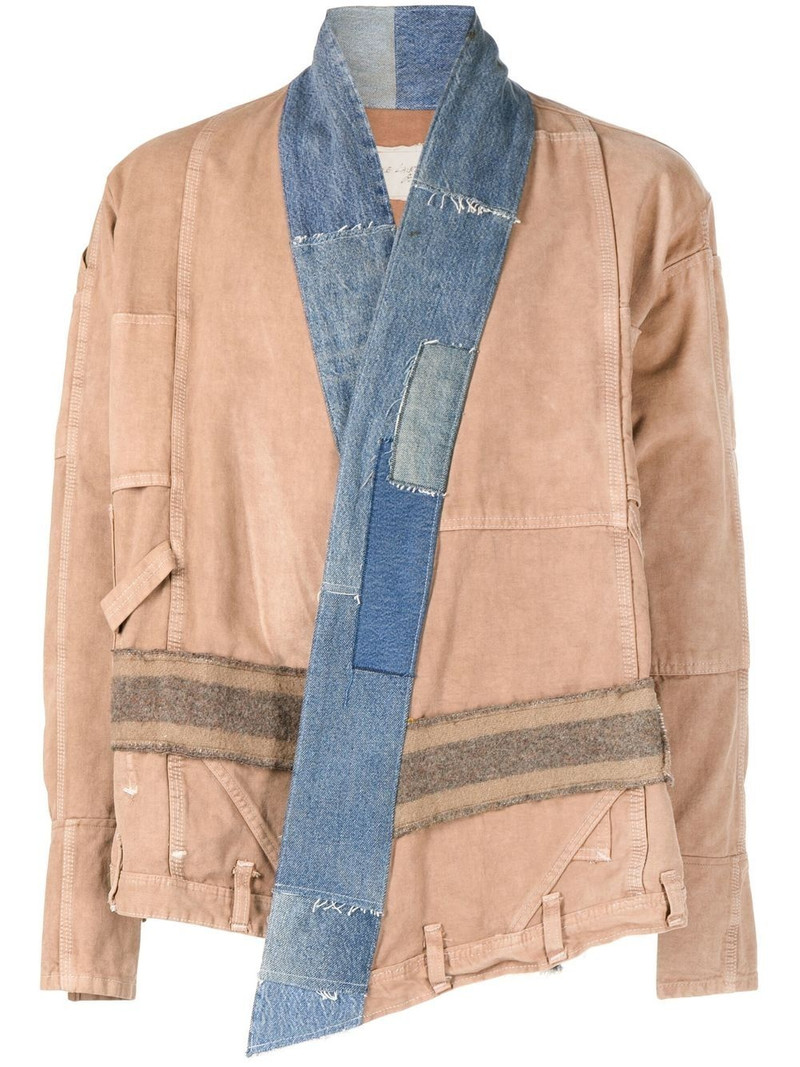 patchwork-design denim-trim jacket 1