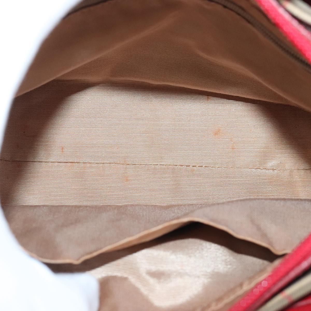 Burberry Nova Check Hand Bag Canvas Beige Red - 15