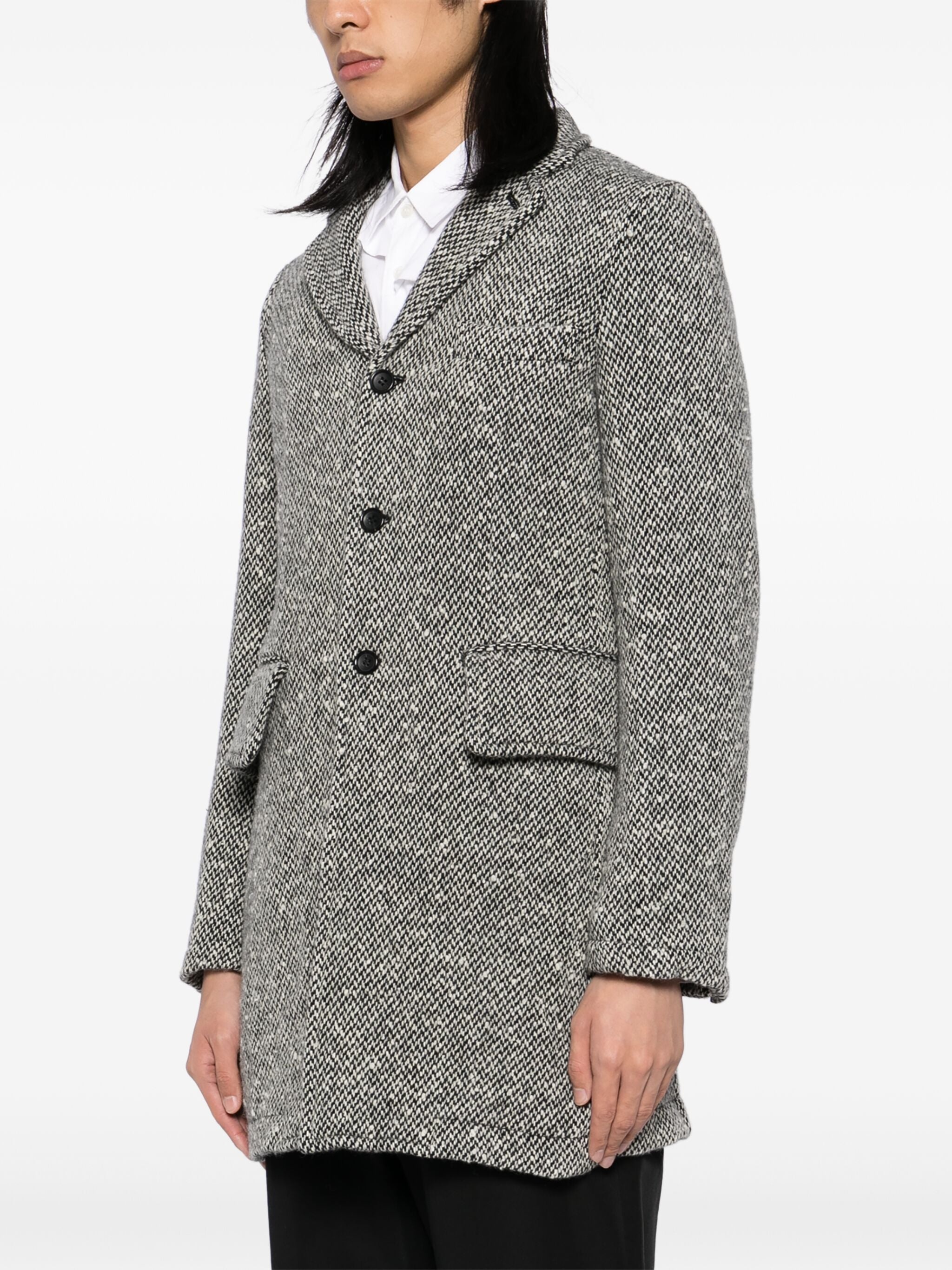 HERRINGBONE TWEED SINGLE-BREASTED COAT - 3