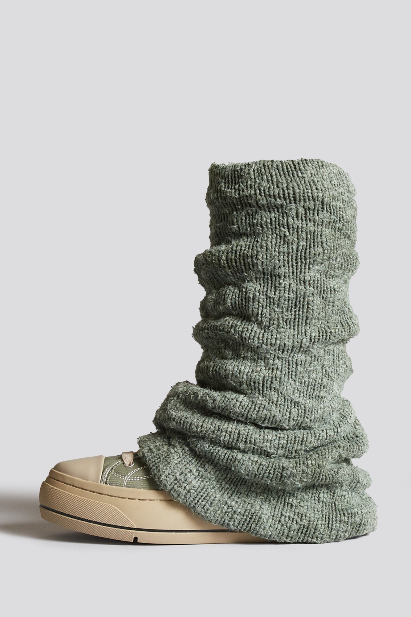 KURT HIGH TOP SNEAKER WITH WARMER - WASHED OLIVE PLAIN KNIT - 1