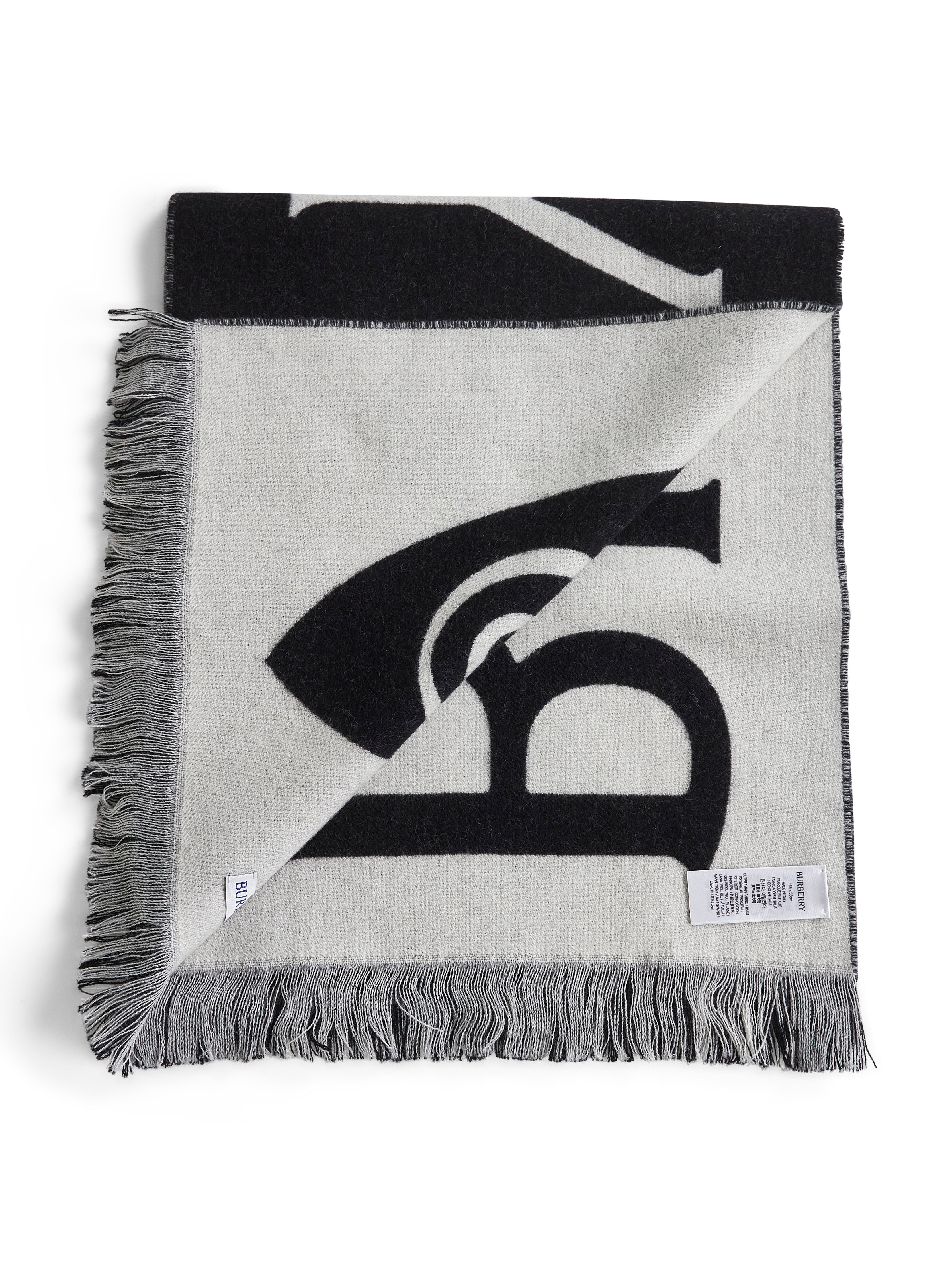 Burberry Women Black And White Wool Reversible Scarf - 2
