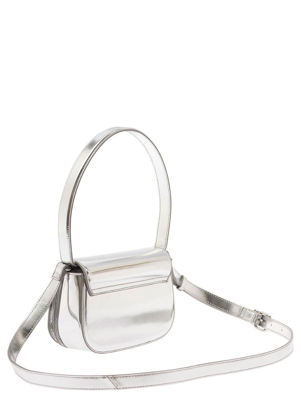 Diesel Women '1Dr' Silver-Tone Shoulder Bag With Oval D Patch In Lamintaed Leather Woman - 3