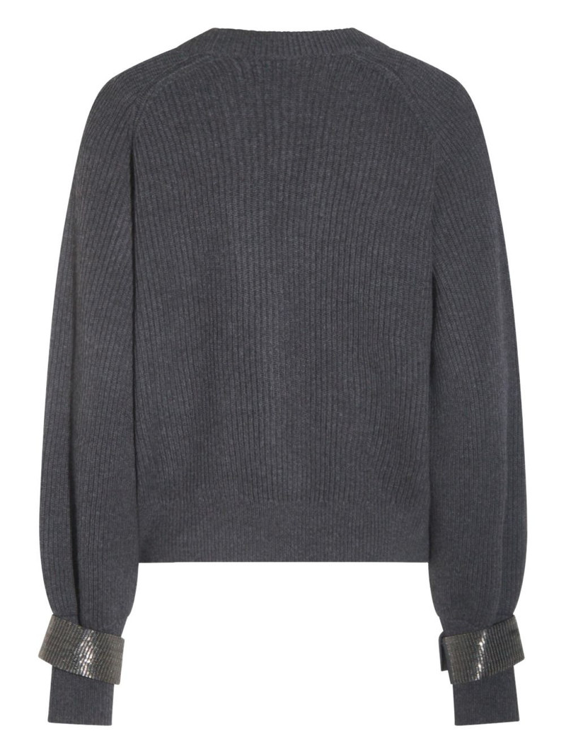 Brunello Cucinelli embellished ribbed cardigan outlook