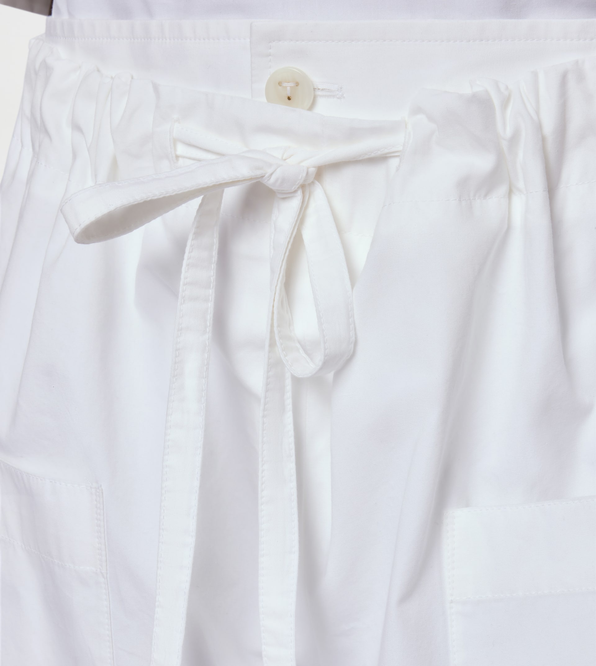 PANTS IN POPLIN WITH DRAWSTRING - WHITE - 6