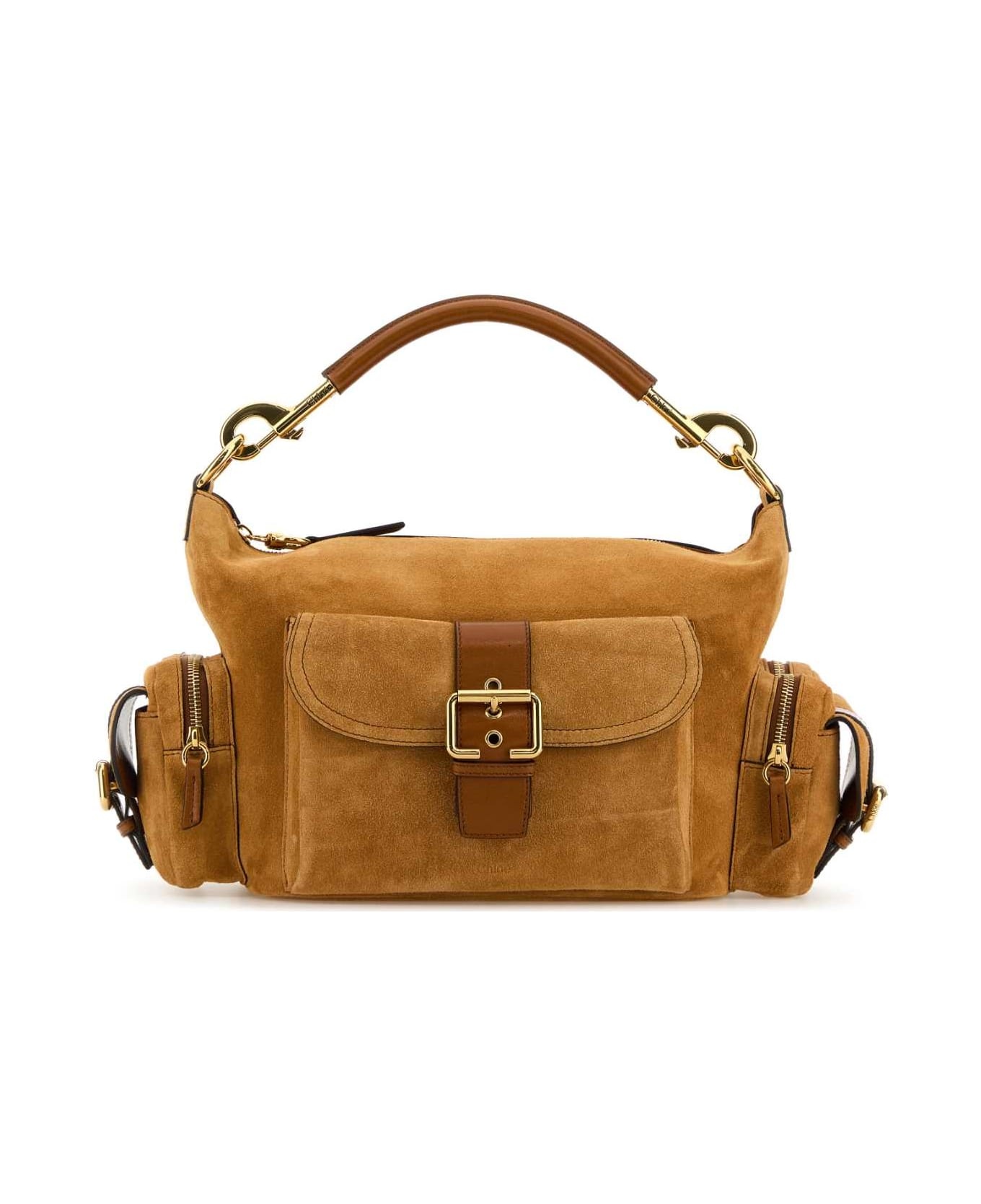 Camel Suede Medium Camera Bag Handbag - 1
