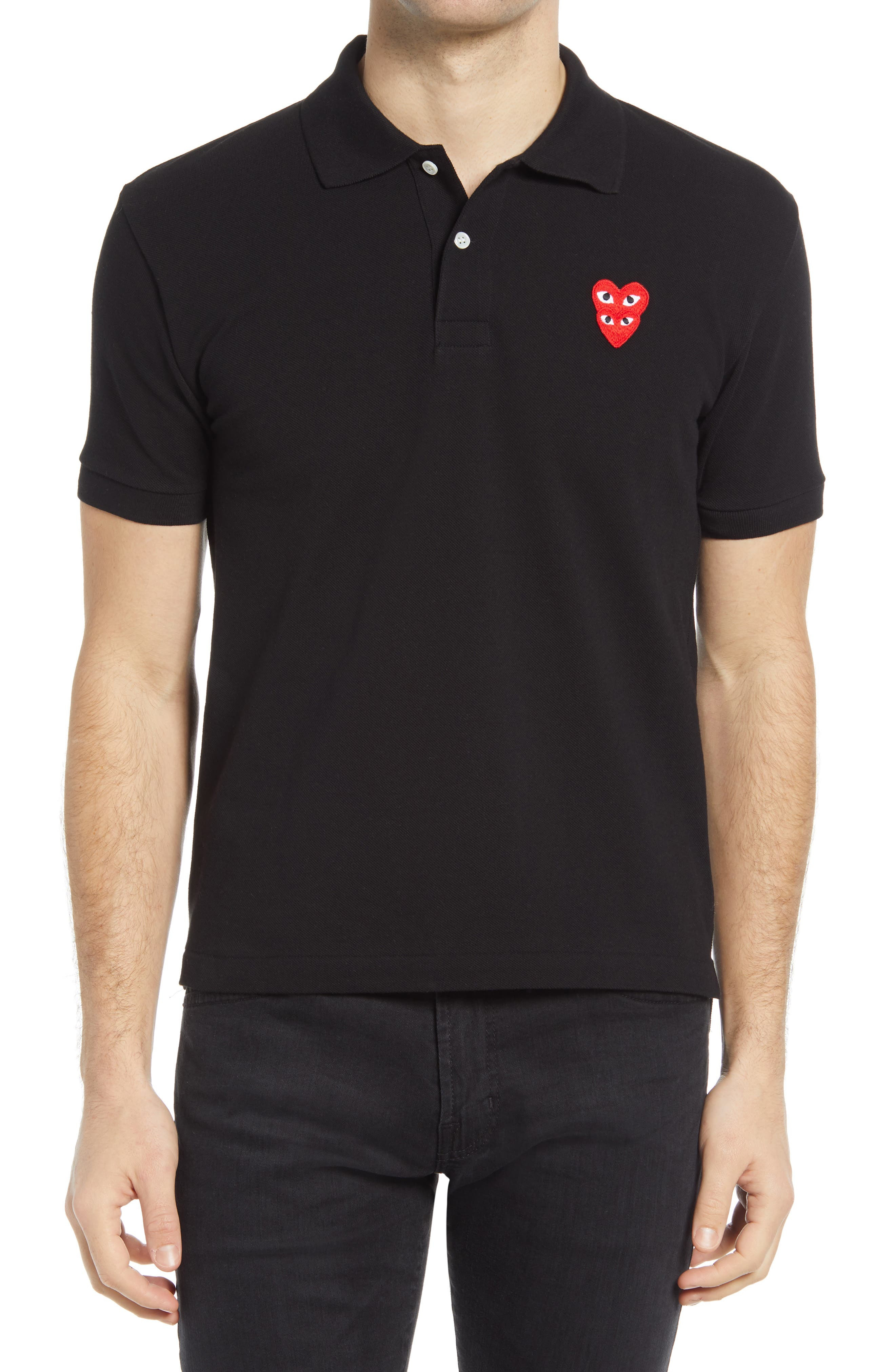 Layered Hearts Short Sleeve Appliqué Polo - 1