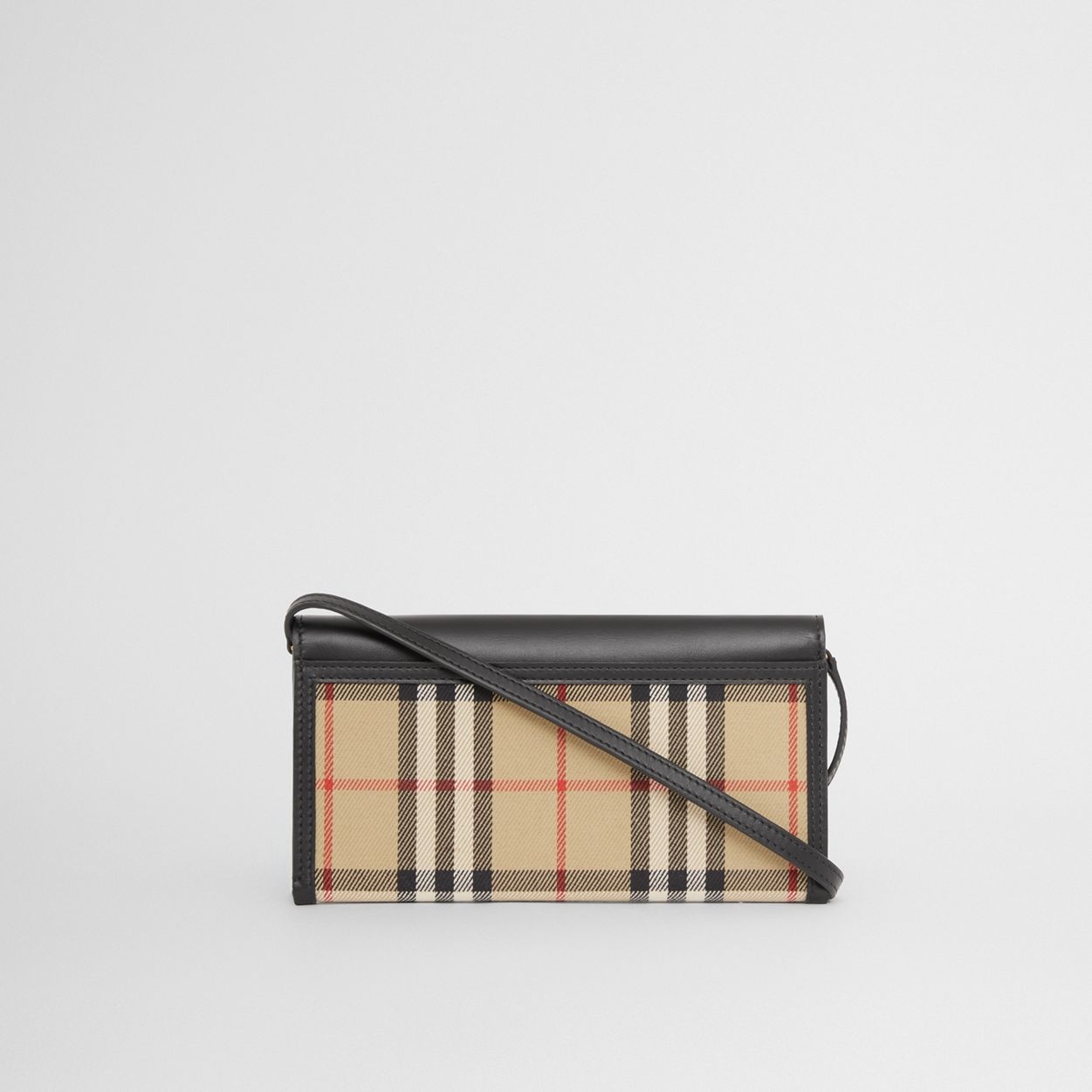 Vintage Check and Leather Phone Case with Strap - 8