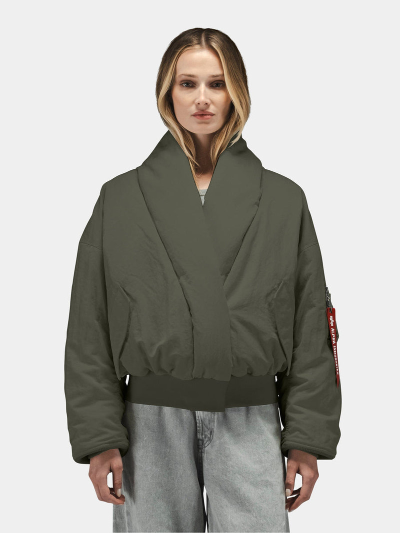 ALPHA INDUSTRIES SHAWL COLLAR BOMBER JACKET WOMENS outlook