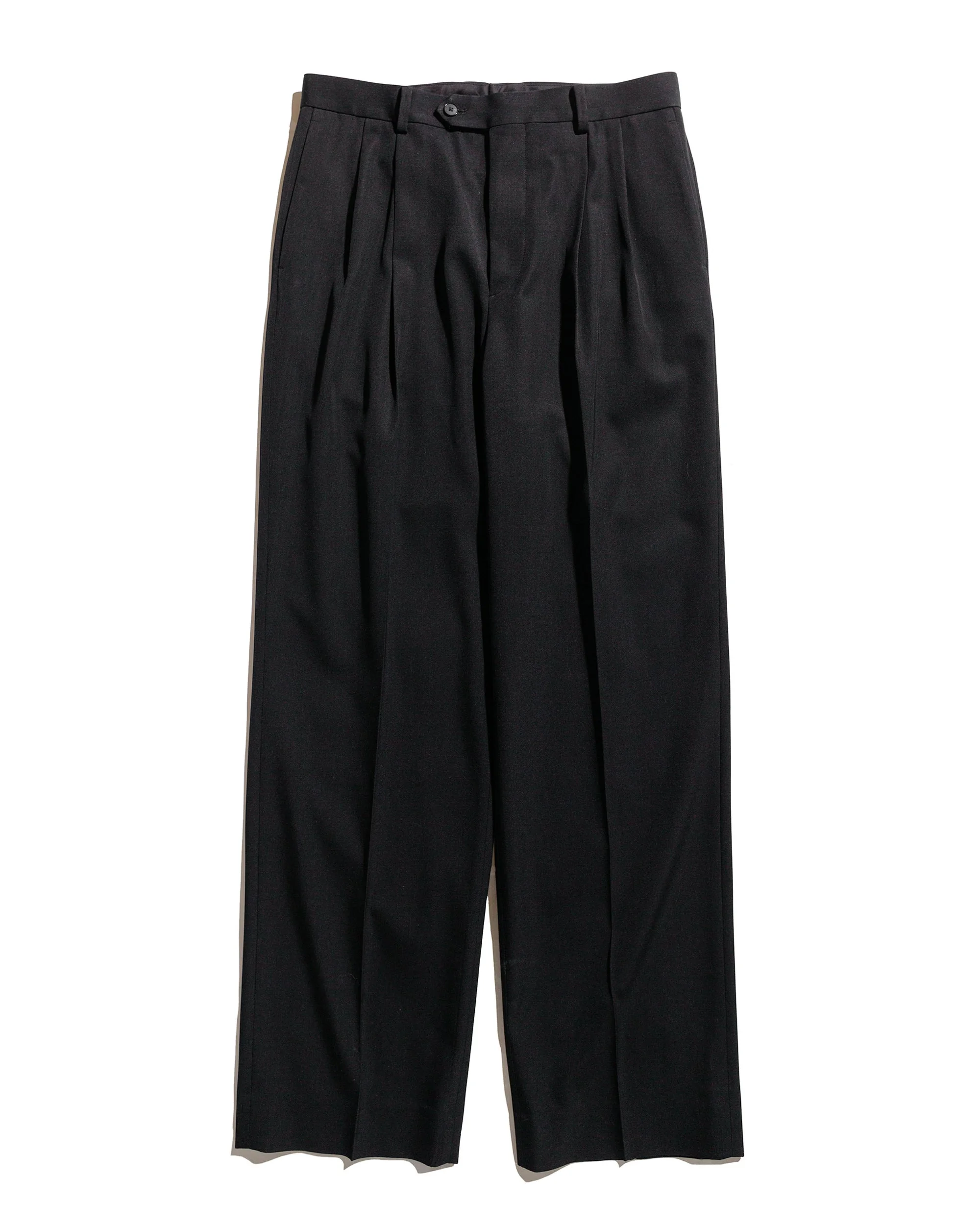 Light Wool Max Gabardine Two-Tuck Slacks Top Black - 1