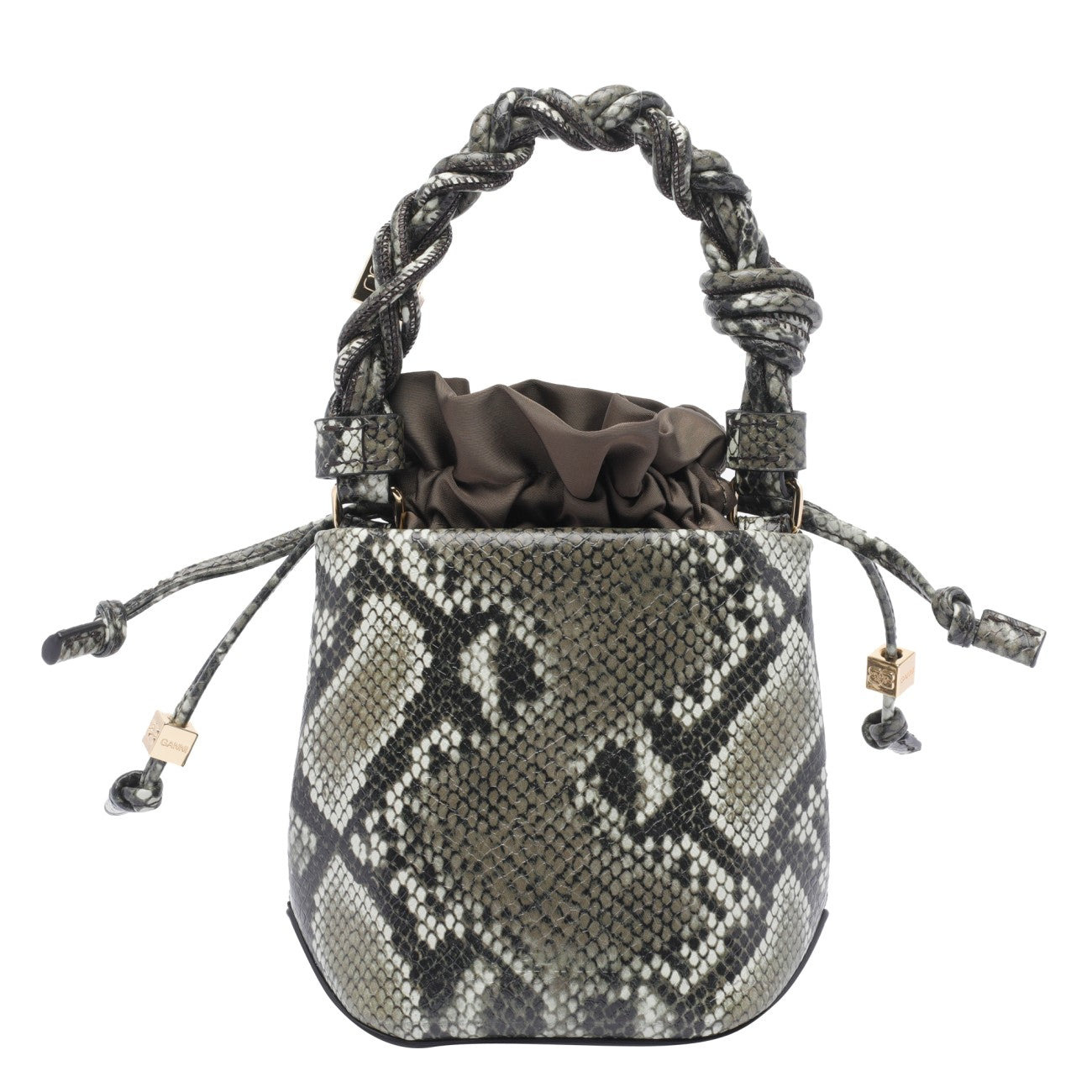 Ganni Women Mini Bou Snake Bucket Bag - 3