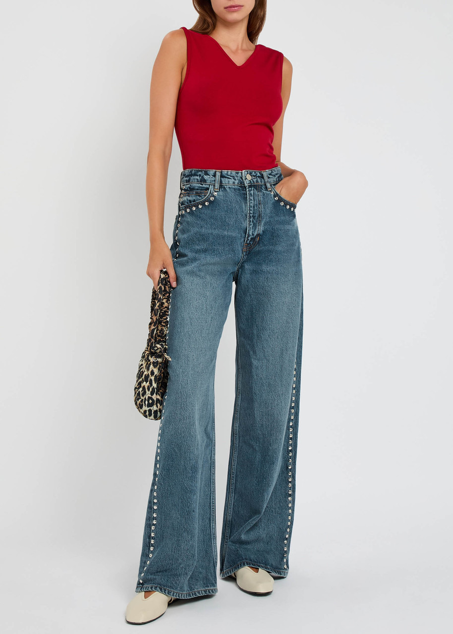 Reformation Cary Studded Wide-leg Jeans - 4